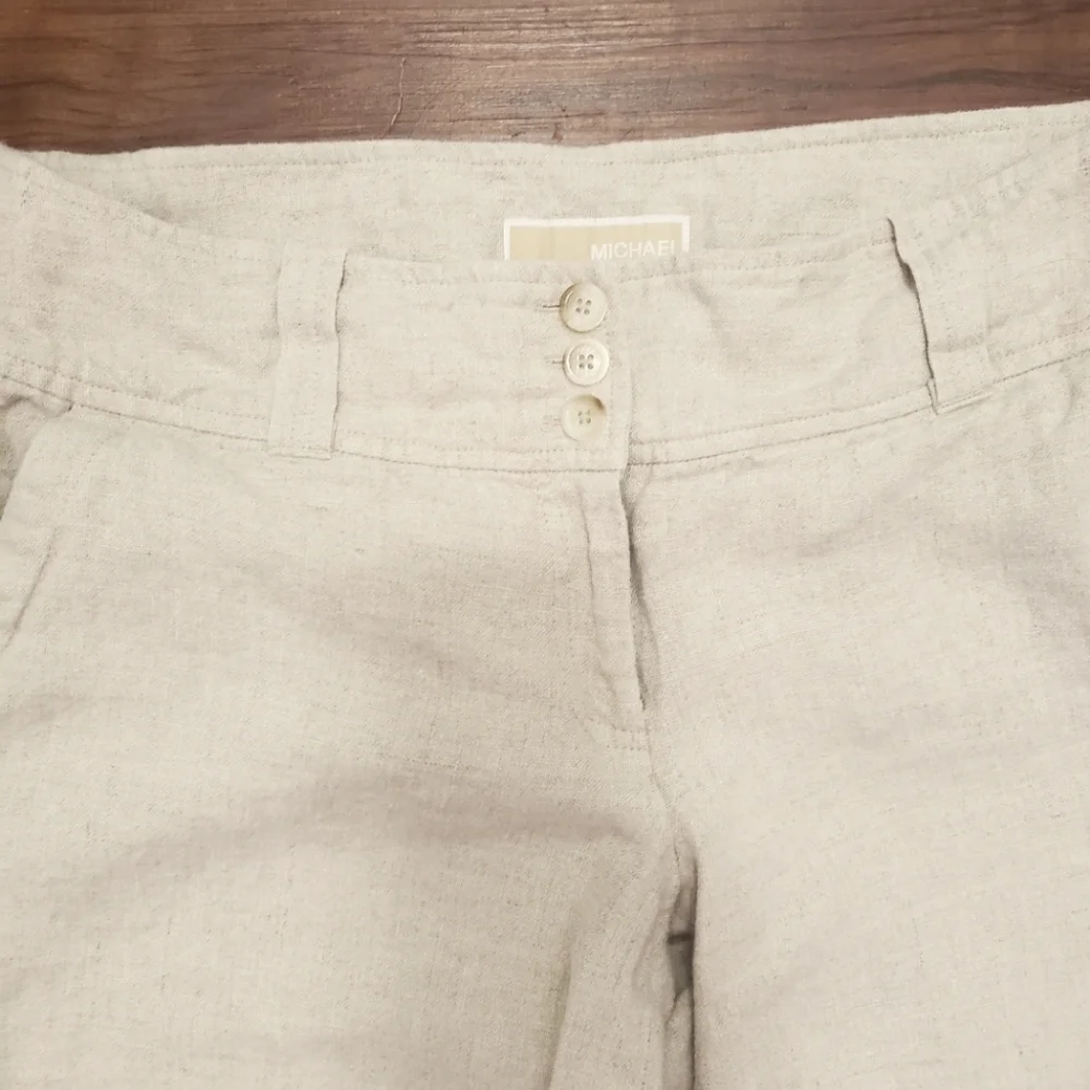 Michael Kors Linen mid rise Wide Leg Pants size 10 - Picture 5 of 11